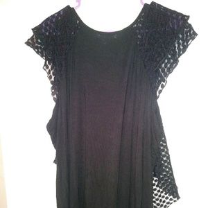 Pretty black lacy short sleeve blouse